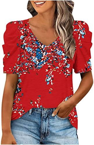 Ladies Deep v Neck Cotton Graphic Peony Print cvjetni brunch Top košulja za tinejdžere jesen ljeto u