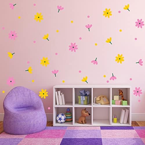 Daisy cvijet i točkice zidne naljepnice šarene cvjetne zidne naljepnice za dječju spavaću sobu igrača vrtić vinil zidni dekor y53