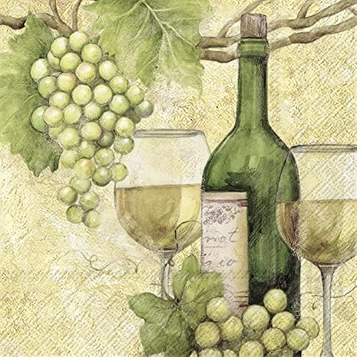 IHR Idealni kućni asortiman-papirnate salvete Bijelo vino 20-broja 3-slojnih koktela salveta 5 x 5 inča