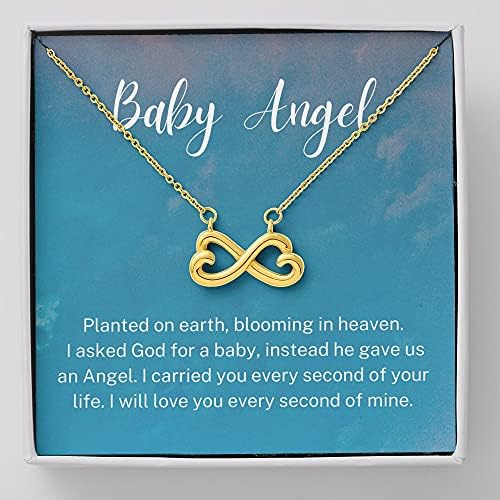 Kartica s porukama, ručno izrađena ogrlica- Prilagođena poklon Infinity Hearts, dječji anđeo, poklon pobačaja, gubitak bebe, poklon