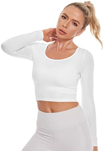 Chioni.od košulje s dugim rukavima za žene trening vrhovi joga crop top casual seksi majice za tinejdžere