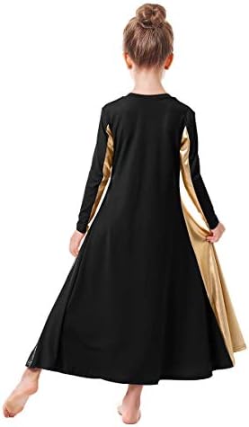 Owlfay metalik zlato pohvale plesna haljina za djevojčice Djeca djeca dugi rukavi blok liturgijskog lirskog bogoslužja Dance odjeća
