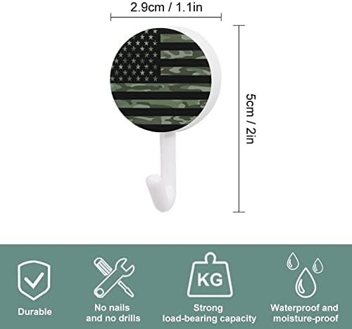 Zelena kamuflaža Zidne kuke američke zastave okrugle plastične kuke Izdržljive ljepljive kuke za kuhinjsku kupaonicu 10 pakiranja