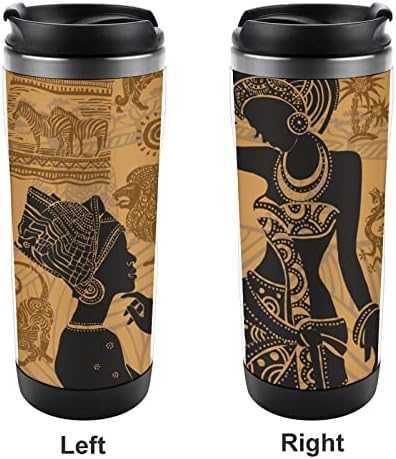 Afričko pleme crna žena putuju šalice za kavu s poklopcem izolirane šalice od nehrđajućeg čelika dvostruka zidna boca