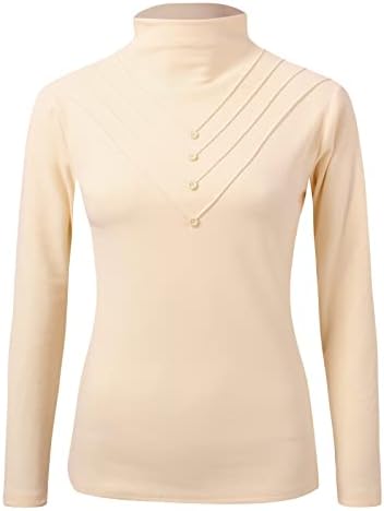 Termičke košulje s dugim rukavima za žene zimske tople podrugljive kornjače s runom obloge donje majice vrhovi s puloverom gumba