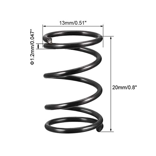 UxCell kompresija opruga - 1,2 mm žica dia, 13 mm OD, 20 mm duljina opruga produžetka čelika, crna, 10pcs