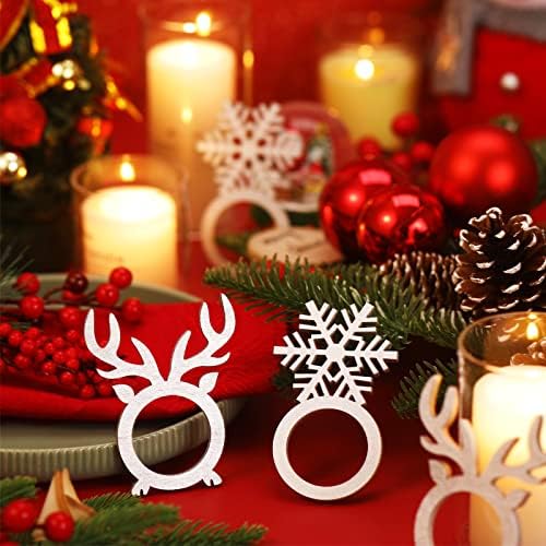 16 komada snježne pahuljice salvete za božićne gmazove roga salvete prstenovi drvo Xmas držač salvete drvene serviette prstenovi božićna