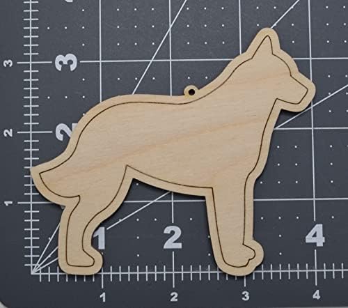 Set od 6 belgijskih Malinoisa s nedovršenim laserski izrezanim drvenim ukrasom za pse-izrađen u SAD-u-širok 4 inča