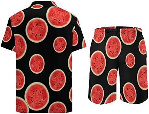 Ljubav lubenica muške havajske košulje s kratkim rukavima i hlača Summer Beach Outfits Loose Fit Tracksuit